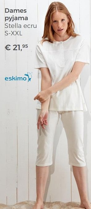 Aanbiedingen Dames pyjama stella ecru eskimo - Eskimo - Geldig van 22/04/2018 tot 12/05/2018 bij Multi Bazar