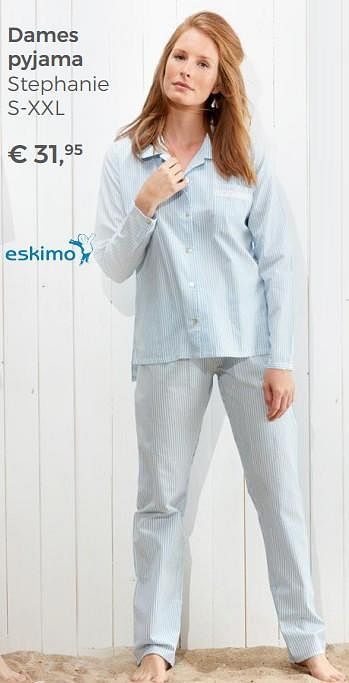 Aanbiedingen Dames pyjama stephanie eskimo - Eskimo - Geldig van 22/04/2018 tot 12/05/2018 bij Multi Bazar
