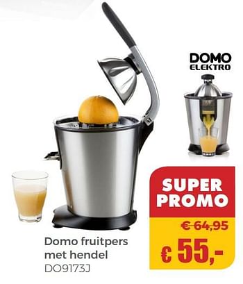 Aanbiedingen Domo fruitpers met hendel do9173j - Domo - Geldig van 22/04/2018 tot 12/05/2018 bij Multi Bazar