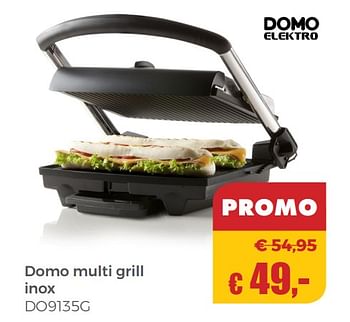 Aanbiedingen Domo multi grill inox do9135g - Domo - Geldig van 22/04/2018 tot 12/05/2018 bij Multi Bazar