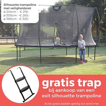 Aanbiedingen Silhouette trampoline met veiligheidsnet - Huismerk - Multi Bazar - Geldig van 22/04/2018 tot 12/05/2018 bij Multi Bazar