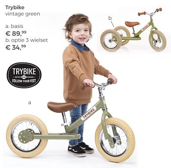 Aanbiedingen Trybike vintage green basis - Trybike - Geldig van 22/04/2018 tot 12/05/2018 bij Multi Bazar