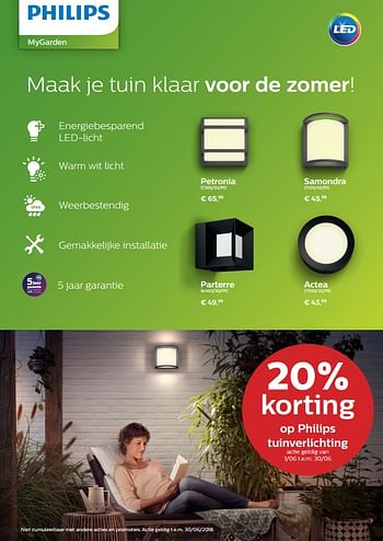 Aanbiedingen 20% korting op philips tuinverlichting - Philips - Geldig van 01/06/2018 tot 30/06/2018 bij Multi Bazar