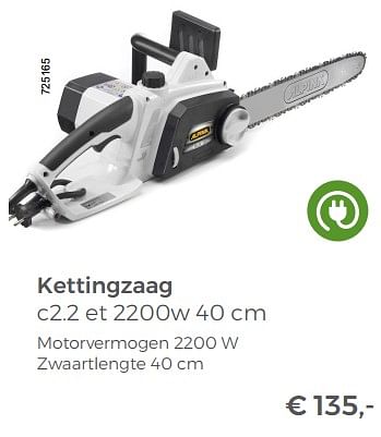 Aanbiedingen Alpina kettingzaag c2.2 et 2200w 40 cm - Alpina - Geldig van 20/05/2018 tot 30/06/2018 bij Multi Bazar