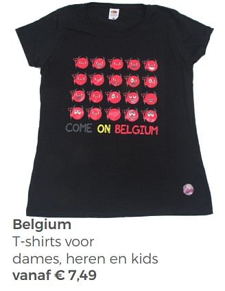 Aanbiedingen Belgium t-shirts voor dames, heren en kids - Huismerk - Multi Bazar - Geldig van 20/05/2018 tot 30/06/2018 bij Multi Bazar