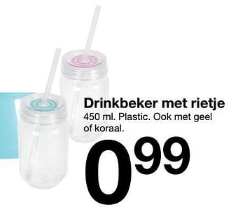 Aanbiedingen Drinkbeker met rietje - Huismerk - Zeeman  - Geldig van 26/05/2018 tot 09/06/2018 bij Zeeman