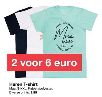 Aanbiedingen Heren t-shirt - Huismerk - Zeeman  - Geldig van 26/05/2018 tot 09/06/2018 bij Zeeman