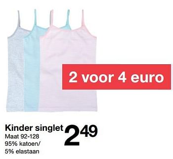Aanbiedingen Kinder singlet - Huismerk - Zeeman  - Geldig van 26/05/2018 tot 09/06/2018 bij Zeeman