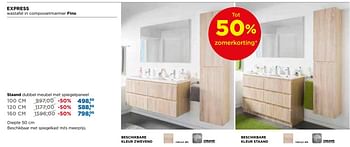 Aanbiedingen Linie express badkamermeubelen staand dubbel meubel met spiegelpaneel - Linie - Geldig van 28/05/2018 tot 24/06/2018 bij X2O