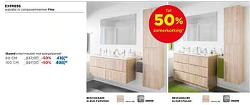 Aanbiedingen Linie express badkamermeubelen staand enkel meubel met spiegelpaneel - Linie - Geldig van 28/05/2018 tot 24/06/2018 bij X2O
