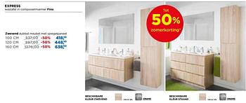 Aanbiedingen Linie express badkamermeubelen zwevend dubbel meubel met spiegelpaneel - Linie - Geldig van 28/05/2018 tot 24/06/2018 bij X2O