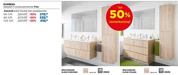 Aanbiedingen Linie express badkamermeubelen zwevend enkel meubel met spiegelpaneel - Linie - Geldig van 28/05/2018 tot 24/06/2018 bij X2O