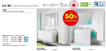 Aanbiedingen Linie figo badkamermeubelen staand dubbel meubel met spiegelpaneel - Linie - Geldig van 28/05/2018 tot 24/06/2018 bij X2O