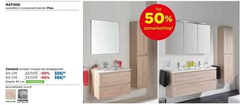 Aanbiedingen Linie matisse badkamermeubelen zwevend compact meubel met spiegelpaneel - Linie - Geldig van 28/05/2018 tot 24/06/2018 bij X2O