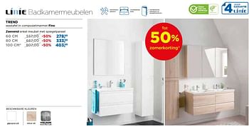 Aanbiedingen Linie trend badkamermeubelen zwevend enkel meubel met spiegelpaneel - Linie - Geldig van 28/05/2018 tot 24/06/2018 bij X2O