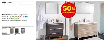 Aanbiedingen Storke beta badkamermeubelen staand dubbel meubel met spiegelpaneel - Storke - Geldig van 28/05/2018 tot 24/06/2018 bij X2O