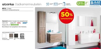Aanbiedingen Storke beta badkamermeubelen zwevend dubbel meubel met spiegelpaneel - Storke - Geldig van 28/05/2018 tot 24/06/2018 bij X2O