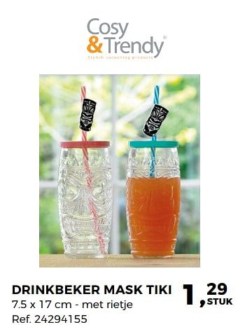 Aanbiedingen Drinkbeker mask tiki - Cosy &amp; Trendy - Geldig van 29/05/2018 tot 26/06/2018 bij Supra Bazar