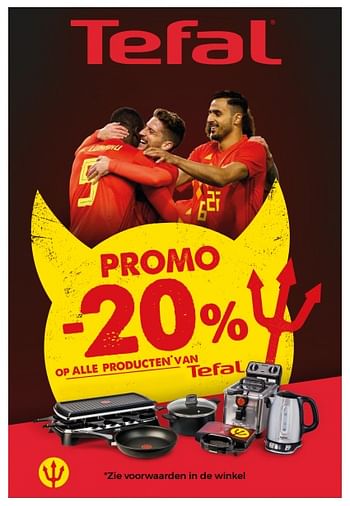 Aanbiedingen Promo -20% op alle producten van tefal - Tefal - Geldig van 29/05/2018 tot 26/06/2018 bij Supra Bazar