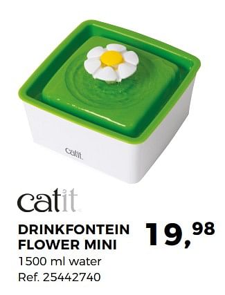 Aanbiedingen Catit drinkfontein flower mini - Catit - Geldig van 29/05/2018 tot 26/06/2018 bij Supra Bazar