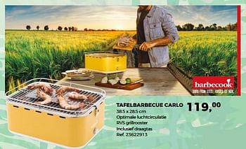 Aanbiedingen Tafelbarbecue carlo - Barbecook - Geldig van 29/05/2018 tot 26/06/2018 bij Supra Bazar