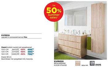 Aanbiedingen Express badkamermeubelen staand dubbel meubel met spiegelpaneel - Linie - Geldig van 25/06/2018 tot 31/07/2018 bij X2O