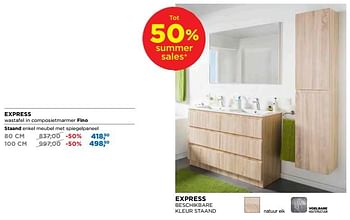 Aanbiedingen Express badkamermeubelen staand enkel meubel met spiegelpaneel - Linie - Geldig van 25/06/2018 tot 31/07/2018 bij X2O
