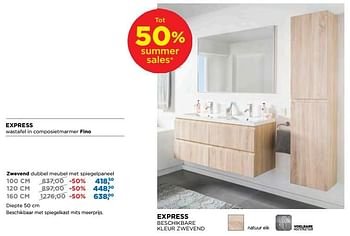 Aanbiedingen Express badkamermeubelen zwevend dubbel meubel met spiegelpaneel - Linie - Geldig van 25/06/2018 tot 31/07/2018 bij X2O