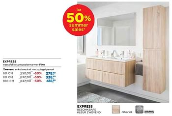 Aanbiedingen Express badkamermeubelen zwevend enkel meubel met spiegelpaneel - Linie - Geldig van 25/06/2018 tot 31/07/2018 bij X2O