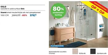 Aanbiedingen Oslo badkamermeubelen staand enkel meubel lichte eik met spiegelpaneel - Storke - Geldig van 25/06/2018 tot 31/07/2018 bij X2O