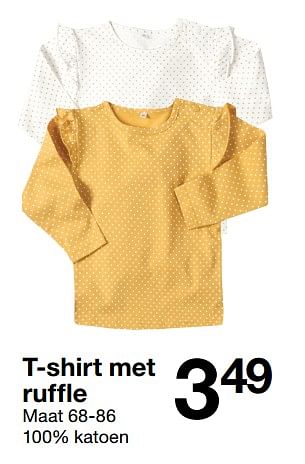 Aanbiedingen T-shirt met ruffle - Huismerk - Zeeman  - Geldig van 01/07/2018 tot 31/12/2018 bij Zeeman