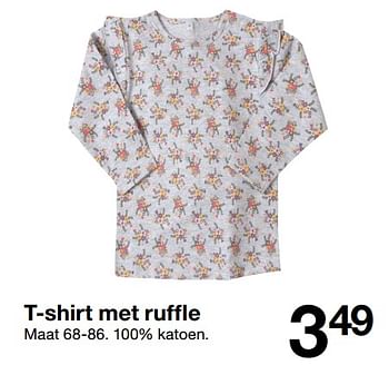 Aanbiedingen T-shirt met ruffle - Huismerk - Zeeman  - Geldig van 01/07/2018 tot 31/12/2018 bij Zeeman
