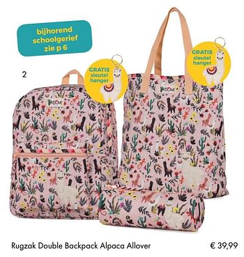 Aanbiedingen Rugzak double backpack alpaca allover - Awesome Girls - Geldig van 10/07/2018 tot 15/09/2018 bij Multi Bazar