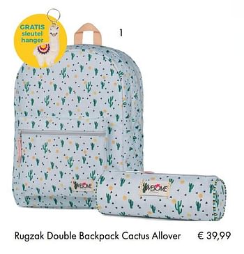 Aanbiedingen Rugzak double backpack cactus allover - Awesome Girls - Geldig van 10/07/2018 tot 15/09/2018 bij Multi Bazar