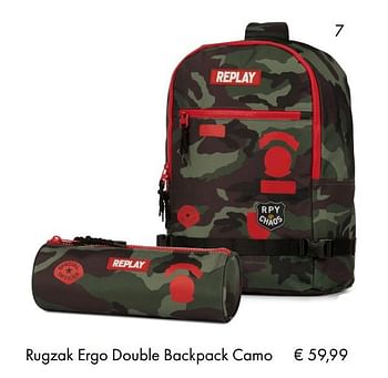 Aanbiedingen Rugzak ergo double backpack camo - Relay - Geldig van 10/07/2018 tot 15/09/2018 bij Multi Bazar