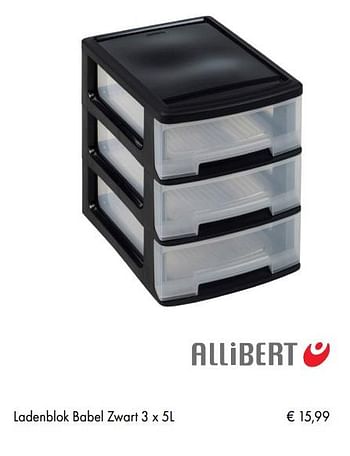 Aanbiedingen Ladenblok babel zwart 3 x 5l - Allibert - Geldig van 10/07/2018 tot 15/09/2018 bij Multi Bazar