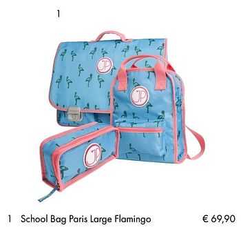 Aanbiedingen School bag paris large flamingo - JP - Geldig van 10/07/2018 tot 15/09/2018 bij Multi Bazar
