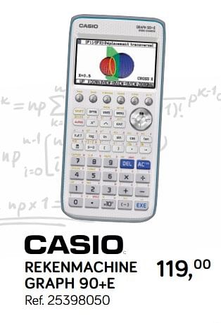 Aanbiedingen Casio rekenmachine graph 90+e - Casio - Geldig van 31/07/2018 tot 11/09/2018 bij Supra Bazar