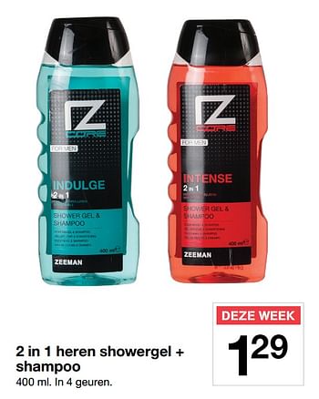 Aanbiedingen 2 in 1 heren showergel + shampoo - IZ Core - Geldig van 28/07/2018 tot 03/08/2018 bij Zeeman