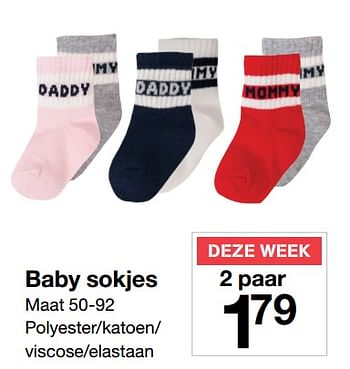 Aanbiedingen Baby sokjes - Huismerk - Zeeman  - Geldig van 28/07/2018 tot 03/08/2018 bij Zeeman