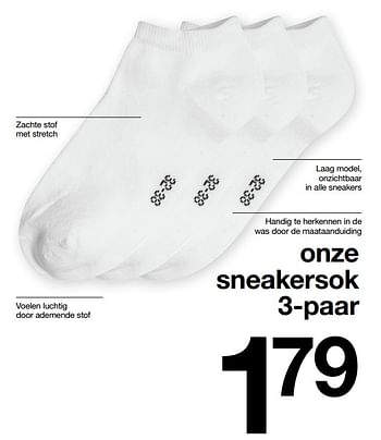 Aanbiedingen Sneakersok 3-paar - Huismerk - Zeeman  - Geldig van 28/07/2018 tot 03/08/2018 bij Zeeman