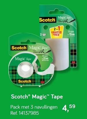 Aanbiedingen Scotch magic tape 3 navullingen - Scotch - Geldig van 31/07/2018 tot 11/09/2018 bij Supra Bazar
