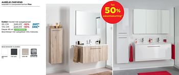 Aanbiedingen Aurelie badkamermeubelen zwevend dubbel meubel met spiegelpaneel - Linie - Geldig van 01/08/2018 tot 02/09/2018 bij X2O