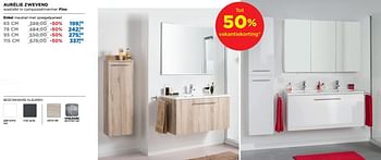 Aanbiedingen Aurelie badkamermeubelen zwevend enkel meubel met spiegelpaneel - Linie - Geldig van 01/08/2018 tot 02/09/2018 bij X2O