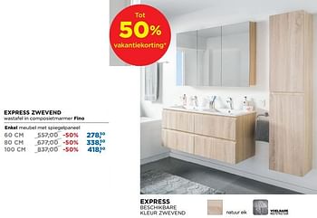 Aanbiedingen Express badkamermeubelen zwevend enkel meubel met spiegelpaneel - Linie - Geldig van 01/08/2018 tot 02/09/2018 bij X2O
