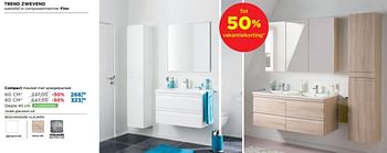 Aanbiedingen Trend badkamermeubelen zwevend compact meubel met spiegelpaneel - Linie - Geldig van 01/08/2018 tot 02/09/2018 bij X2O