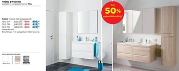 Aanbiedingen Trend badkamermeubelen zwevend dubbel meubel met spiegelpaneel - Linie - Geldig van 01/08/2018 tot 02/09/2018 bij X2O