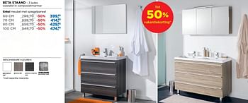 Aanbiedingen Beta zwevend badkamermeubelen enkel meubel met spiegelpaneel - Storke - Geldig van 01/08/2018 tot 02/09/2018 bij X2O