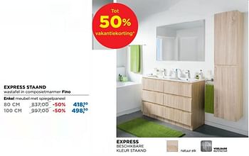 Aanbiedingen Express badkamermeubelen staand enkel meubel met spiegelpaneel - Linie - Geldig van 01/08/2018 tot 02/09/2018 bij X2O