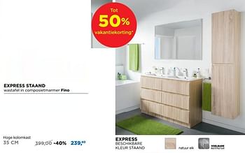 Aanbiedingen Express badkamermeubelen staand hoge kolomkast - Linie - Geldig van 01/08/2018 tot 02/09/2018 bij X2O